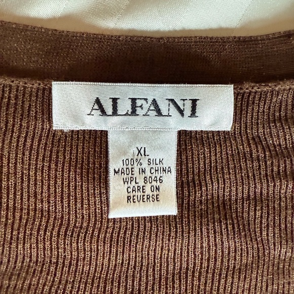 Alfani Chocolate 💯 % Silk Open Front Sweater - Picture 2 of 12